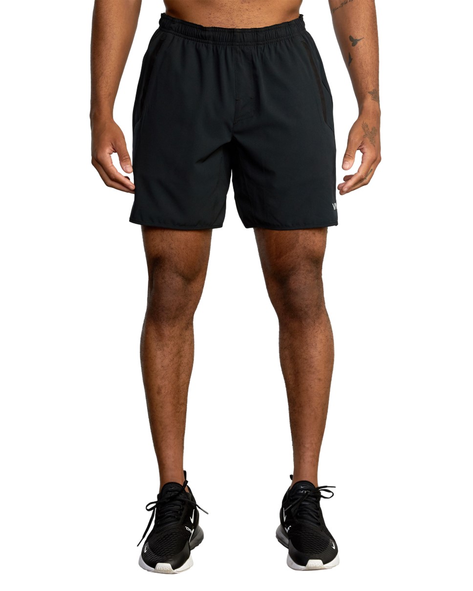 Mens Yogger Stretch 17" Elasticated Training Shorts-Black