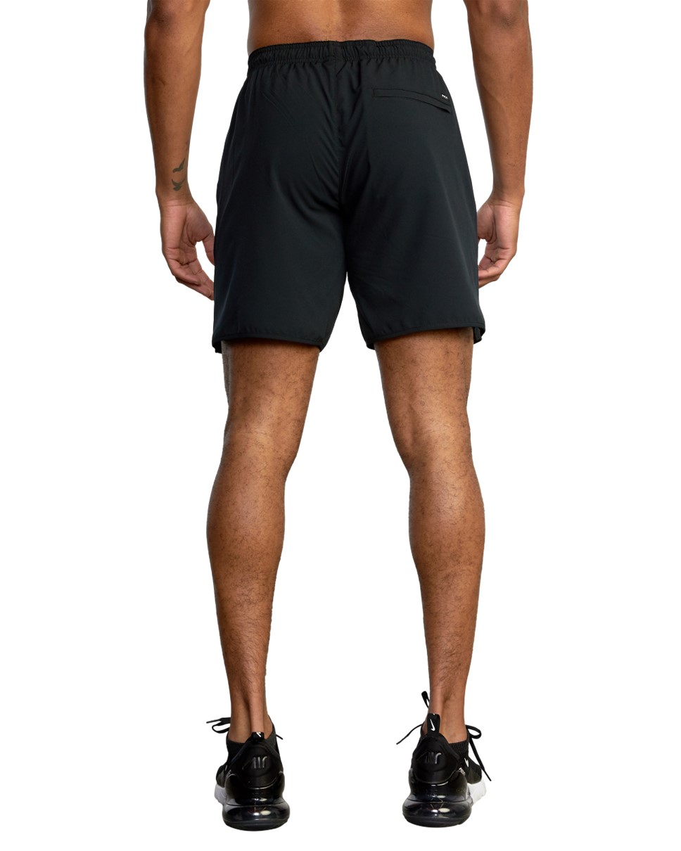 Mens Yogger Stretch 17" Elasticated Training Shorts-Black