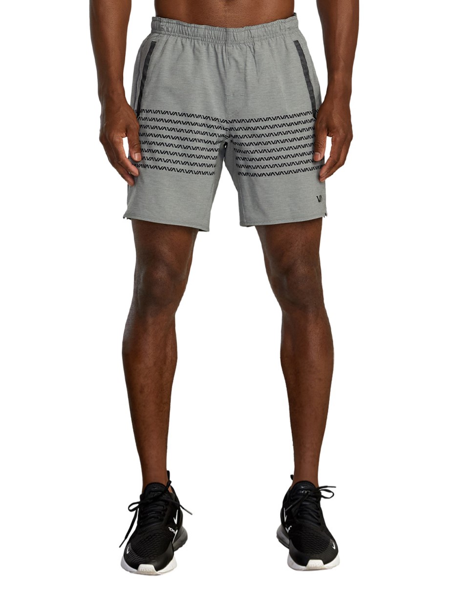 Mens Yogger Stretch 17" Elasticated Training Shorts-Grey