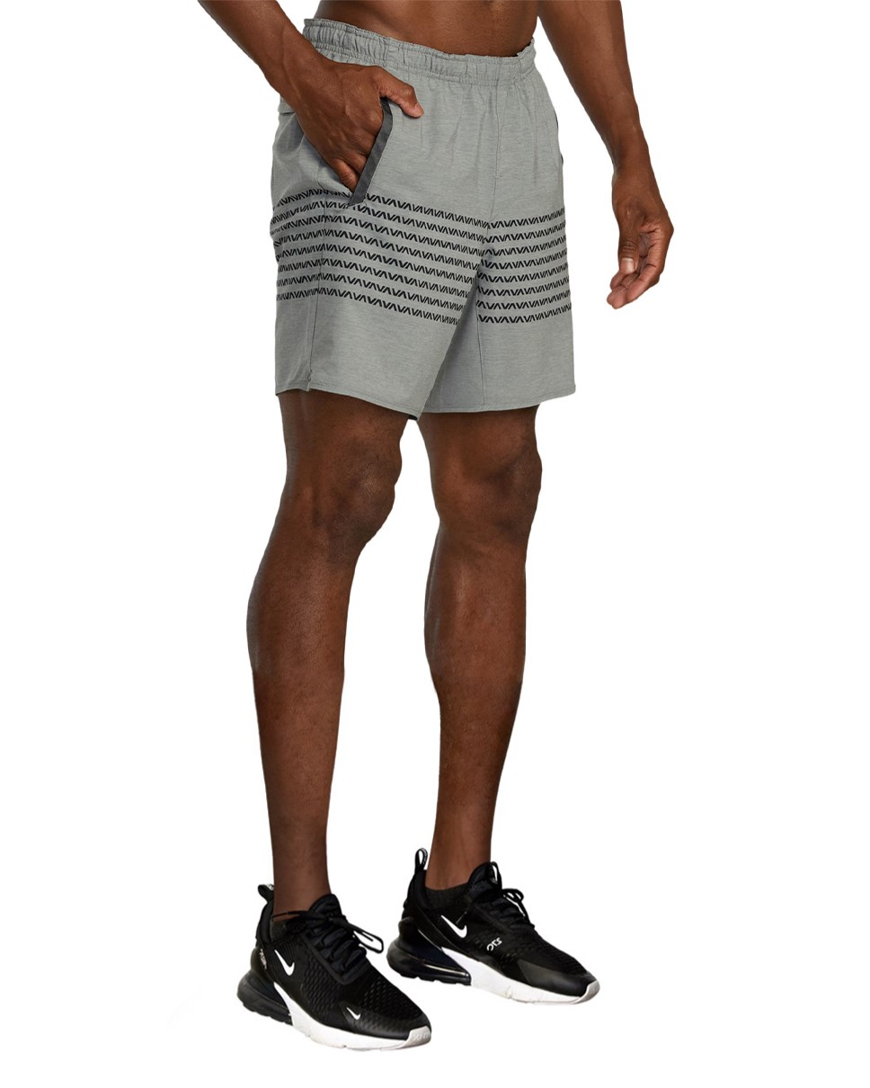 Mens Yogger Stretch 17" Elasticated Training Shorts-Grey
