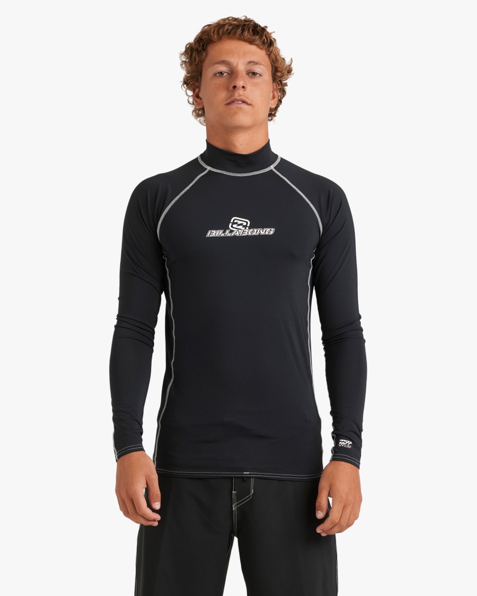 Mens Spec 73 Jimmy Contrast Long Sleeve Rash Vest-Black