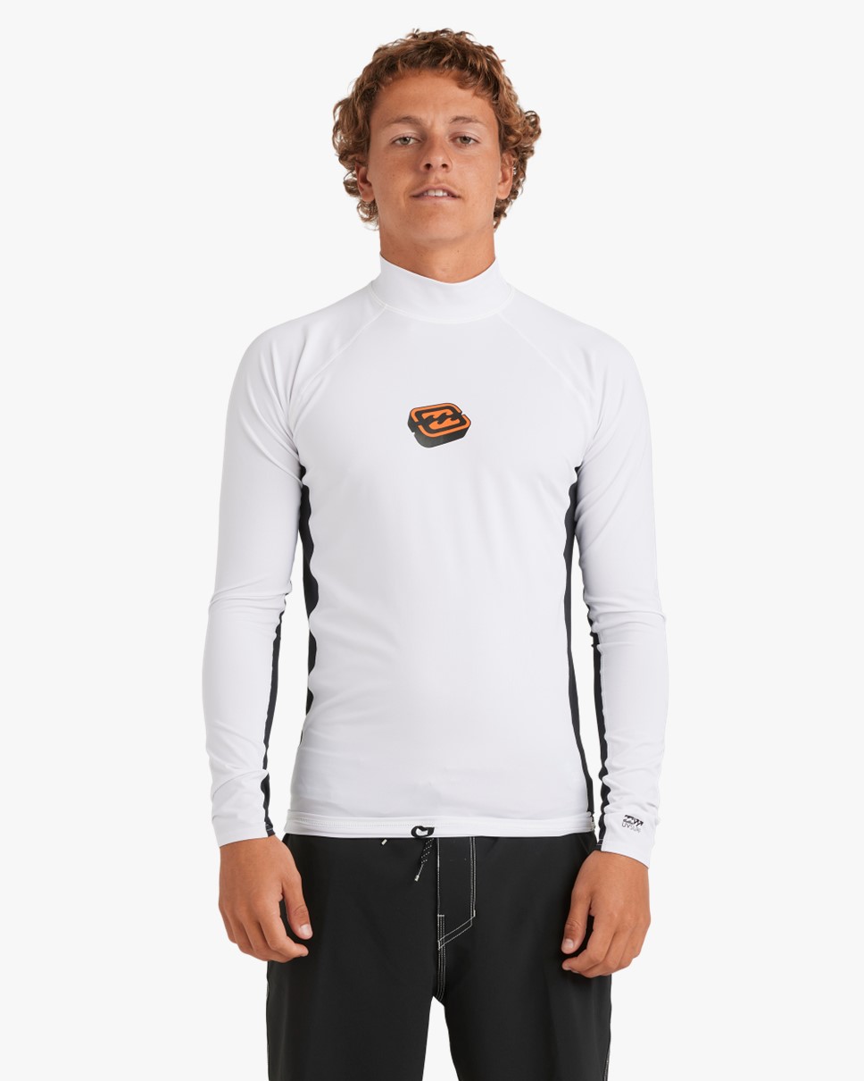 Mens Spec 73 Jimmy Contrast Long Sleeve Rash Vest-White