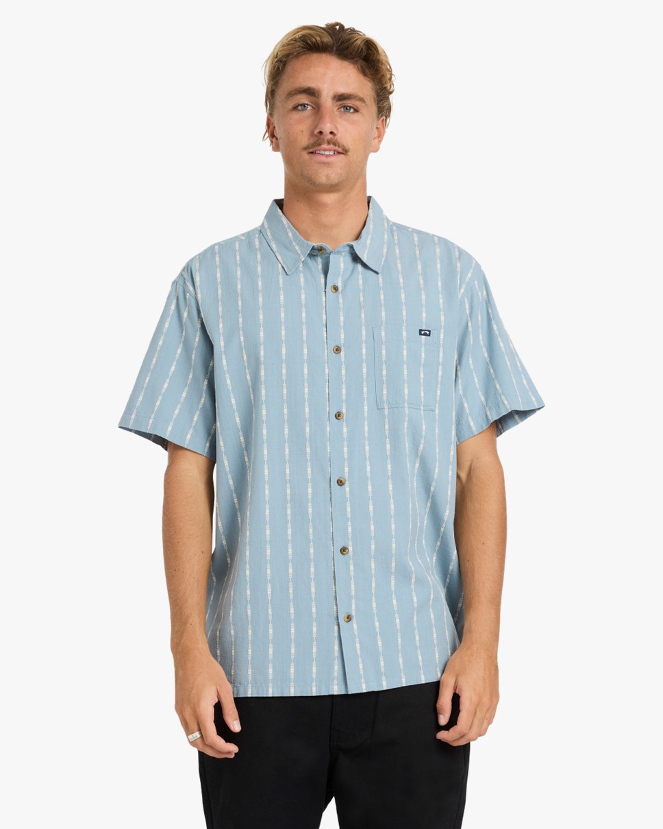Mens Sundays Jacquard Short Sleeve Shirt (FOG1)