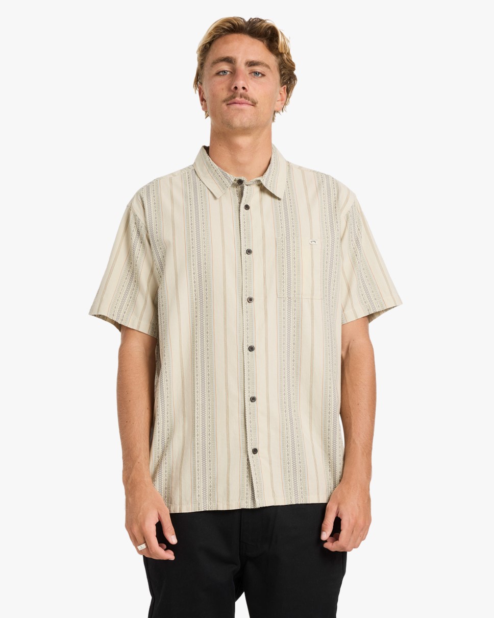Mens Sundays Jacquard Short Sleeve Shirt (OAT1)