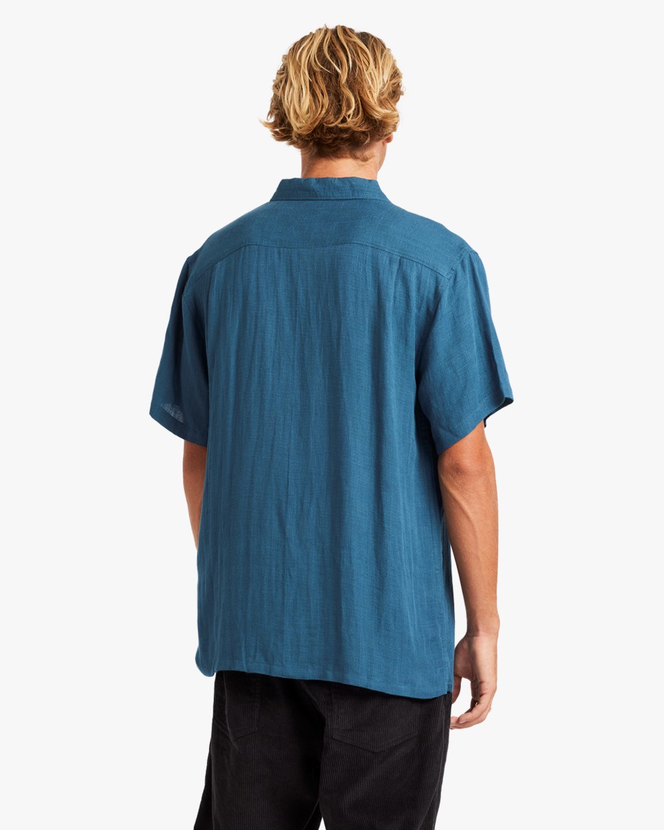 Mens Ricardo Short Sleeve Shirt-Blue
