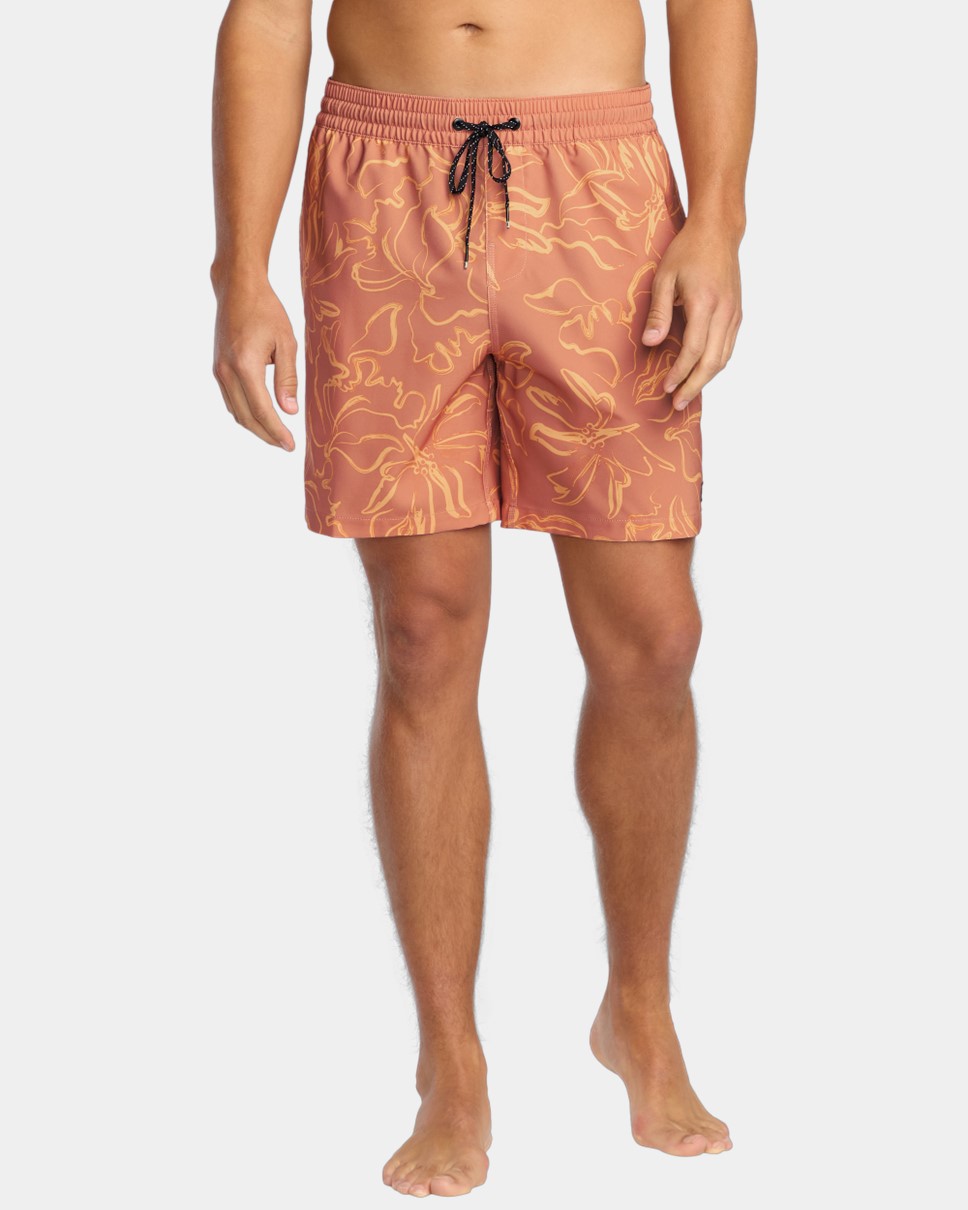Mens Sundays 17" Layback Boardshorts-Orange
