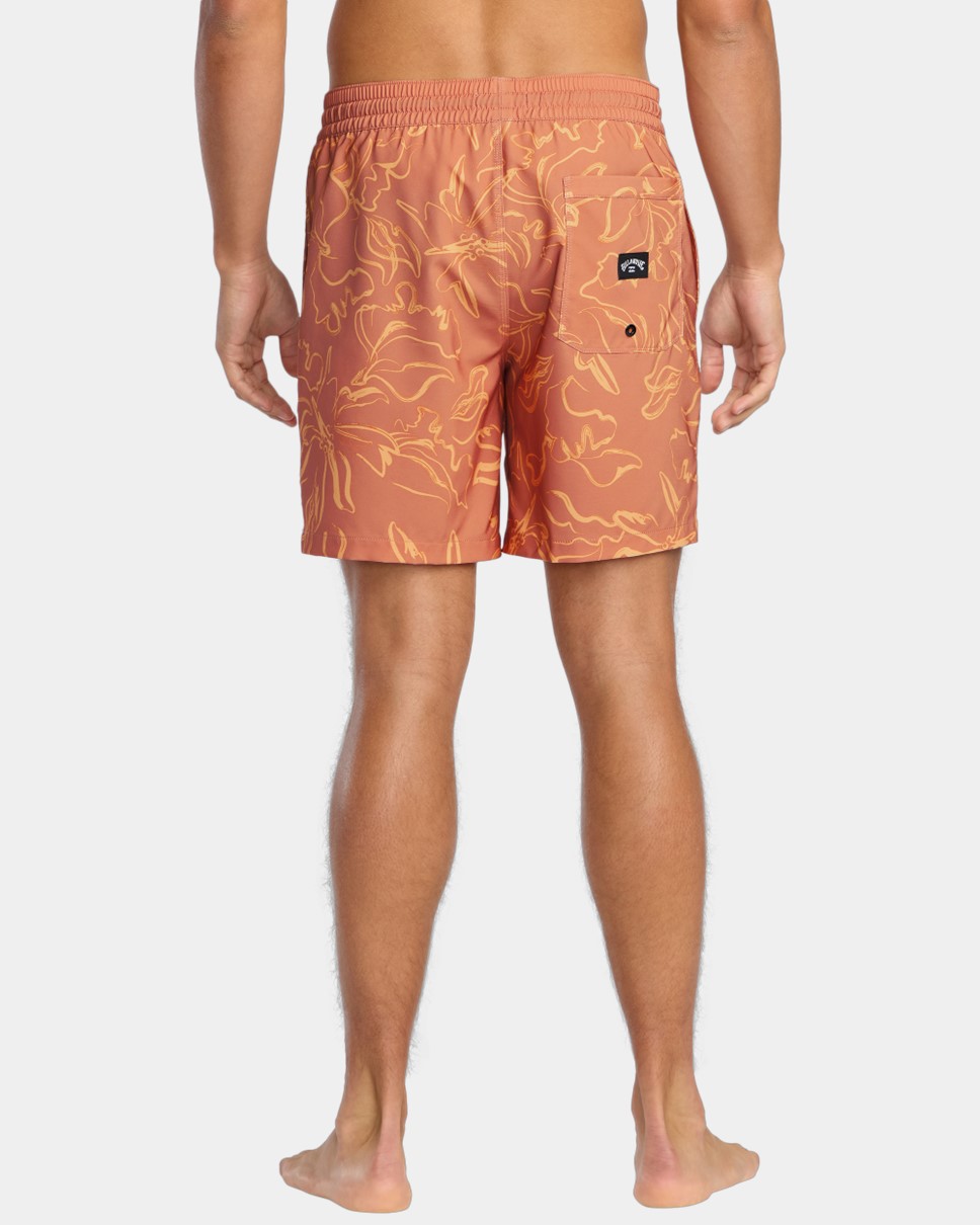 Mens Sundays 17" Layback Boardshorts-Orange