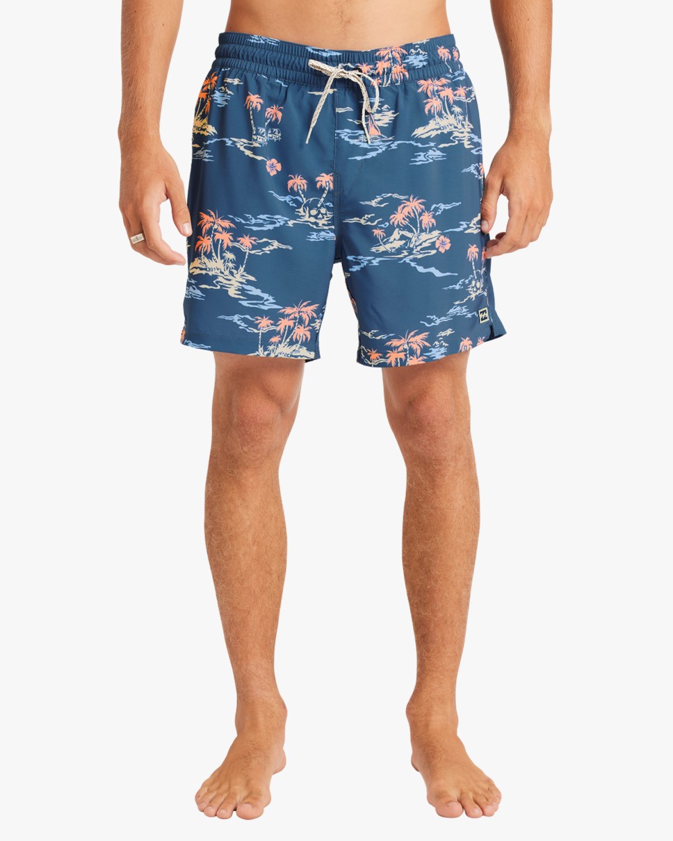 Mens Lineup Layback 17" Swim Shorts-Blue