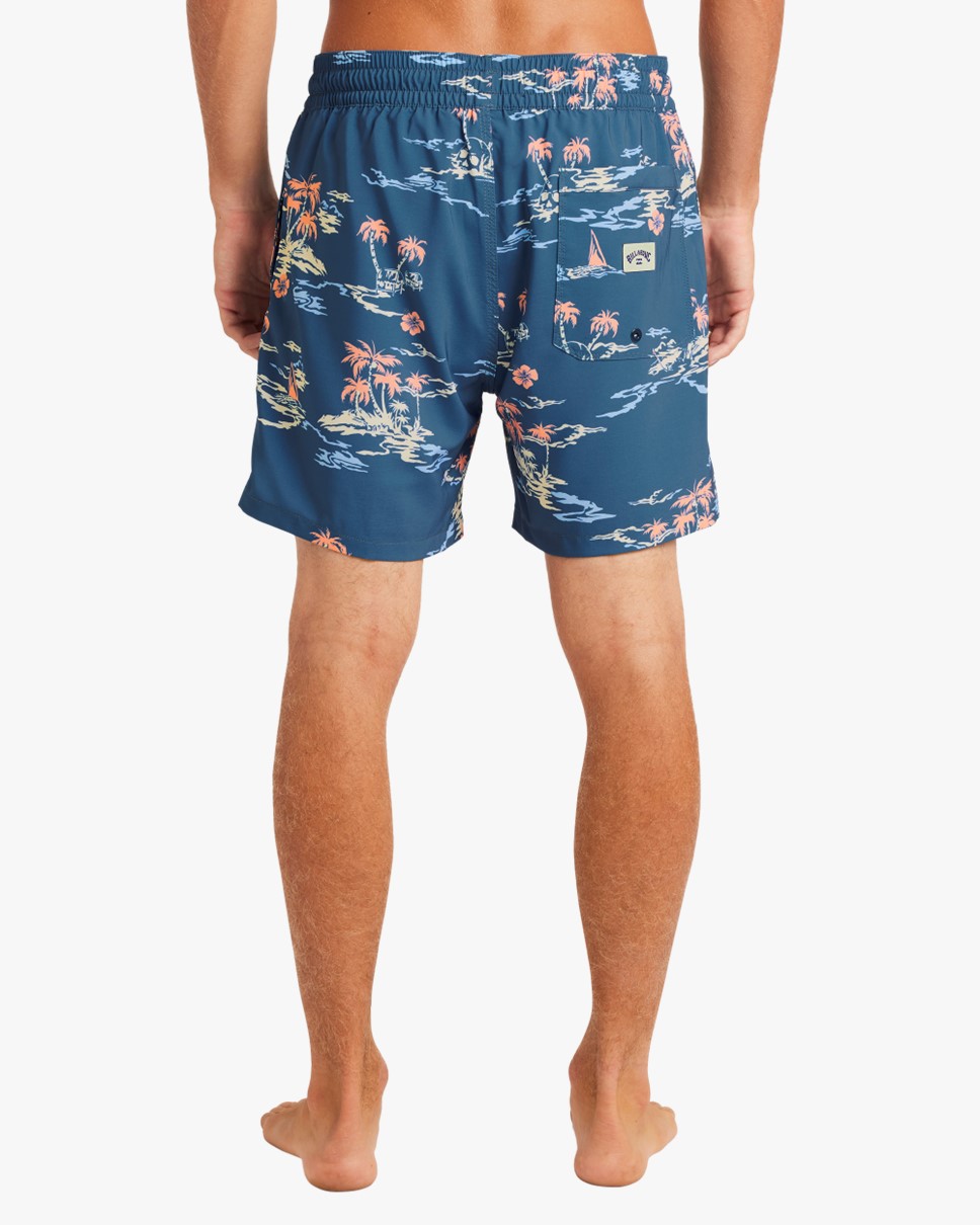 Mens Lineup Layback 17" Swim Shorts-Blue