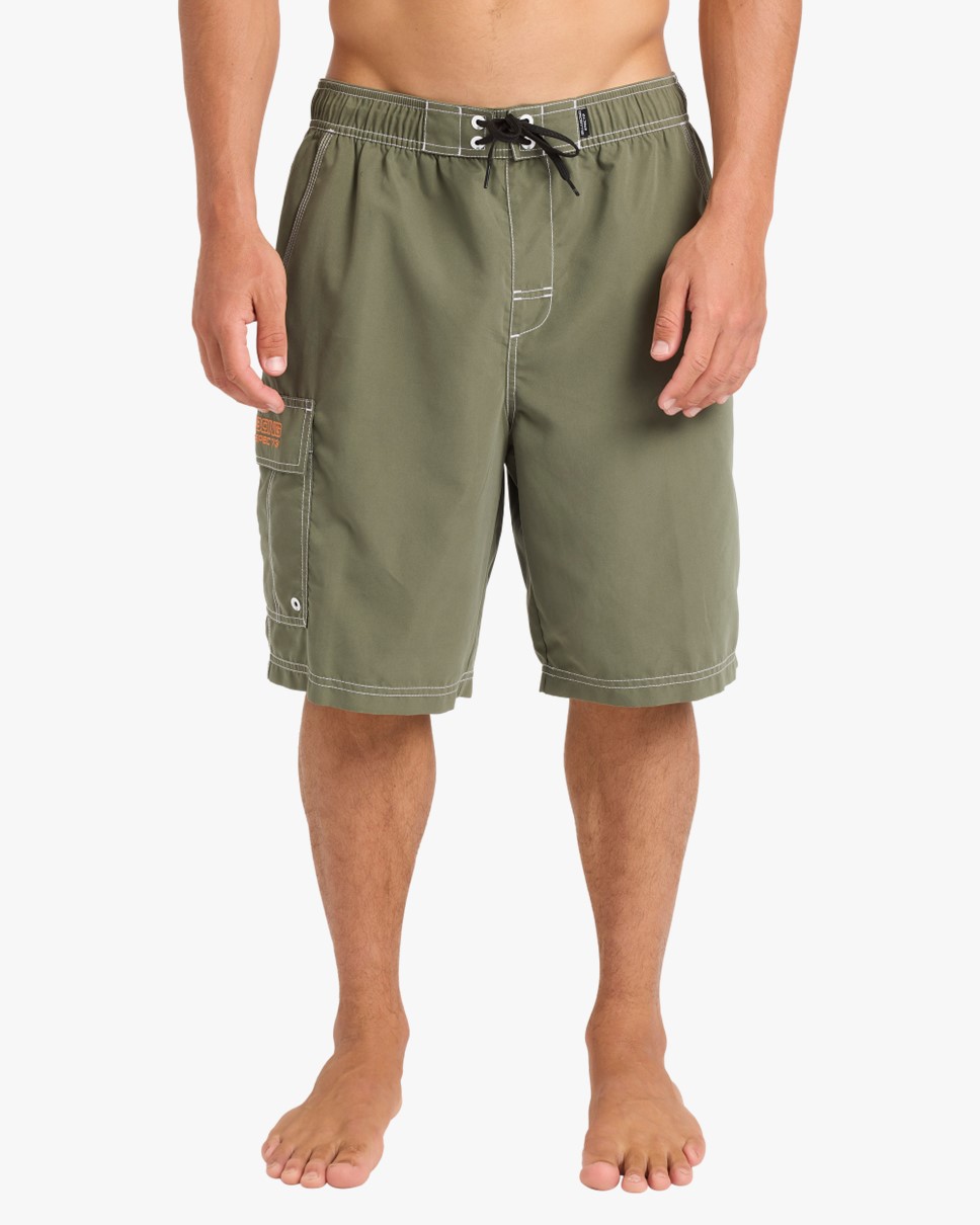 Mens Throw On 21 Boardshorts-Green