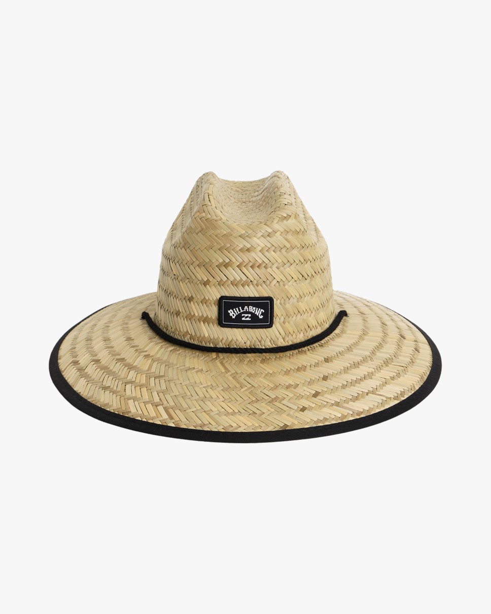 Mens Tides Print Straw Hat-Beige
