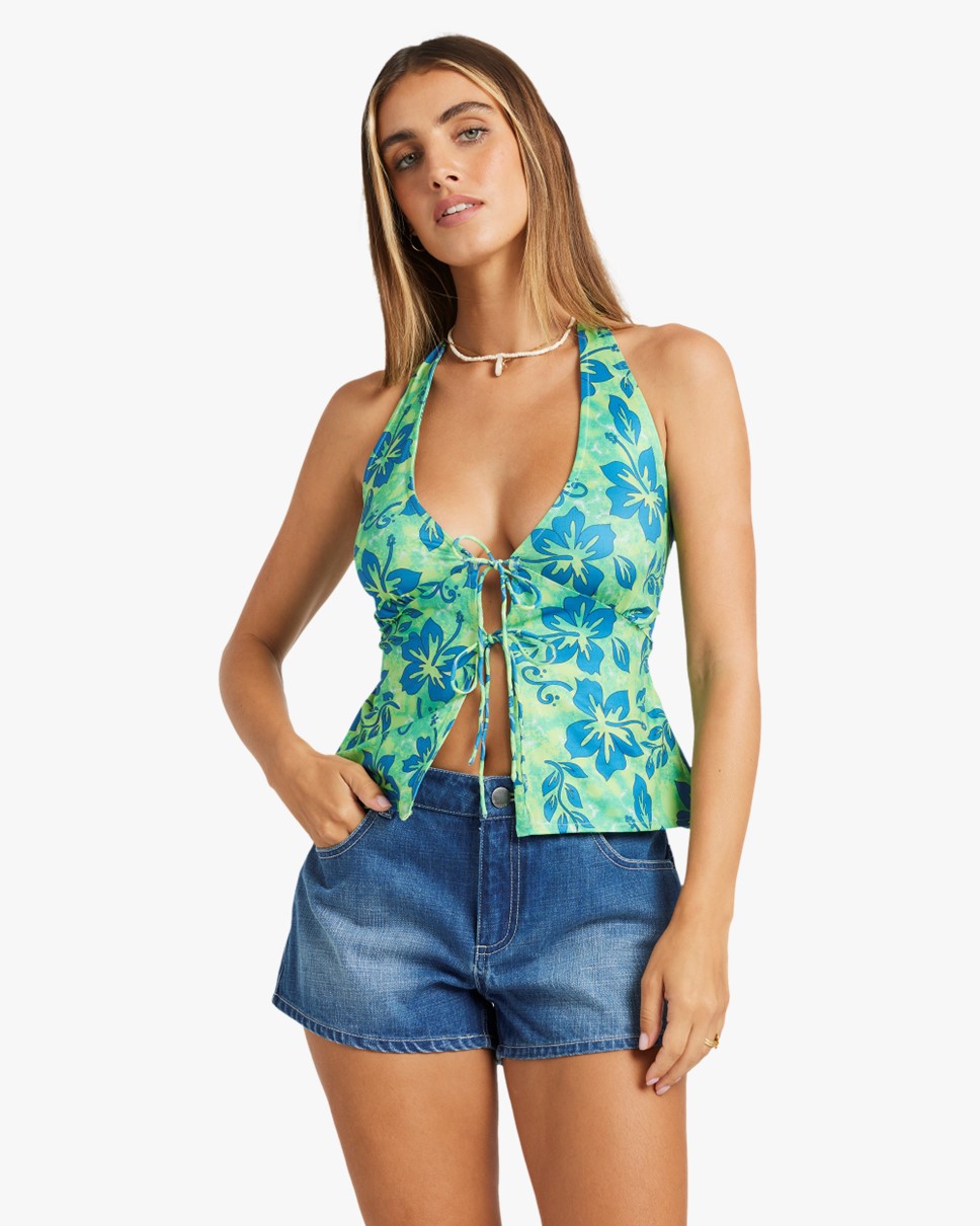 Womens Back Beach Lime Crush Halter Top