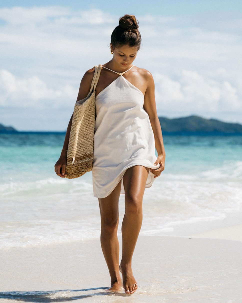 Womens Crystal Tides Dream Of Me Halter Mini Dress