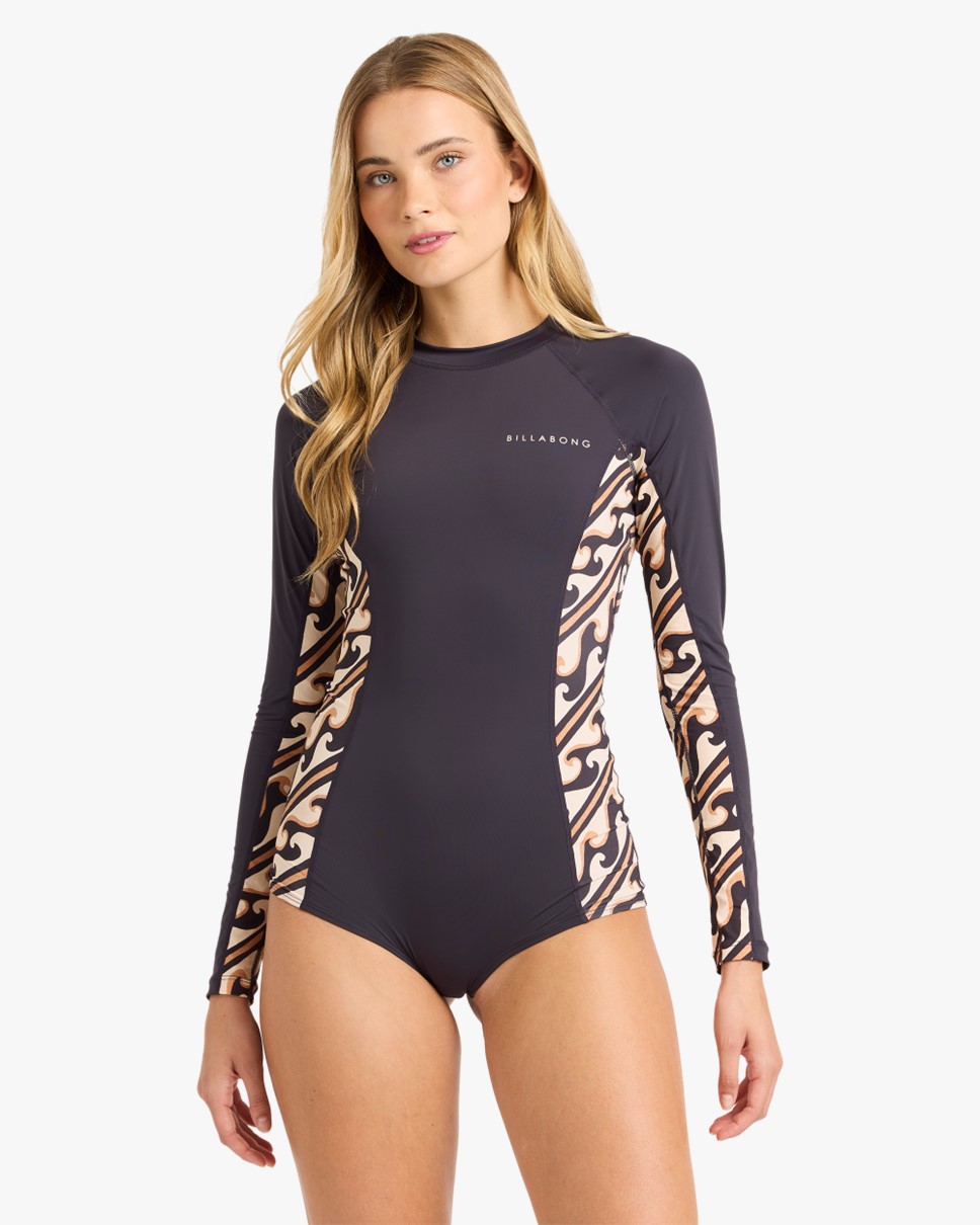 Womens Dark Wave Long Sleeve Bodysuit Rash Vest