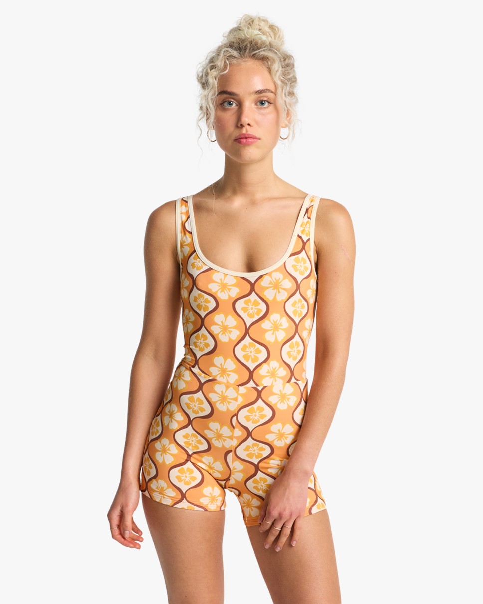Womens Des Tropiques Sol Groove Retro Surf Bodysuit One Piece