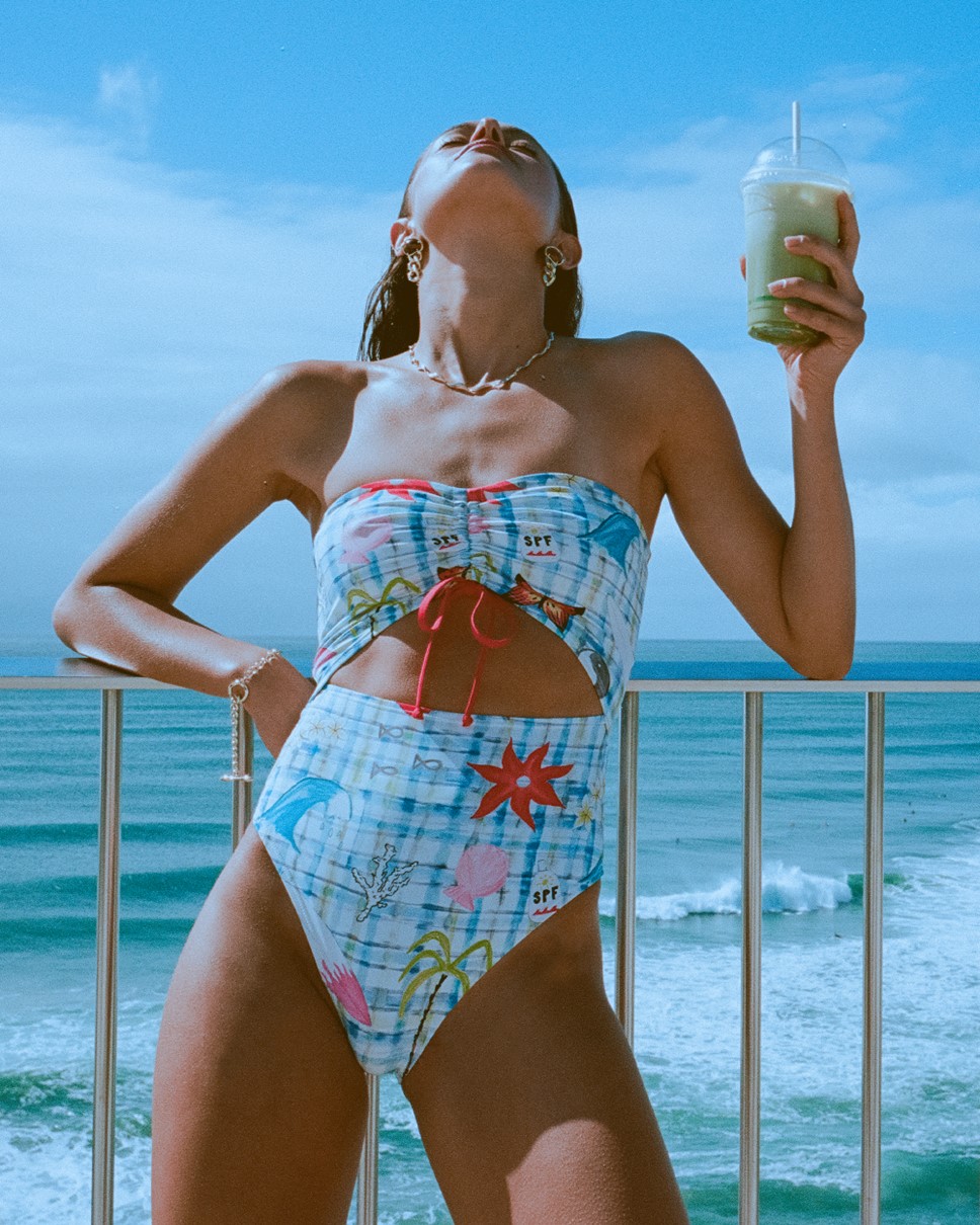 Womens Lottie Hall Summer Bandeau One Piece Swimsuit