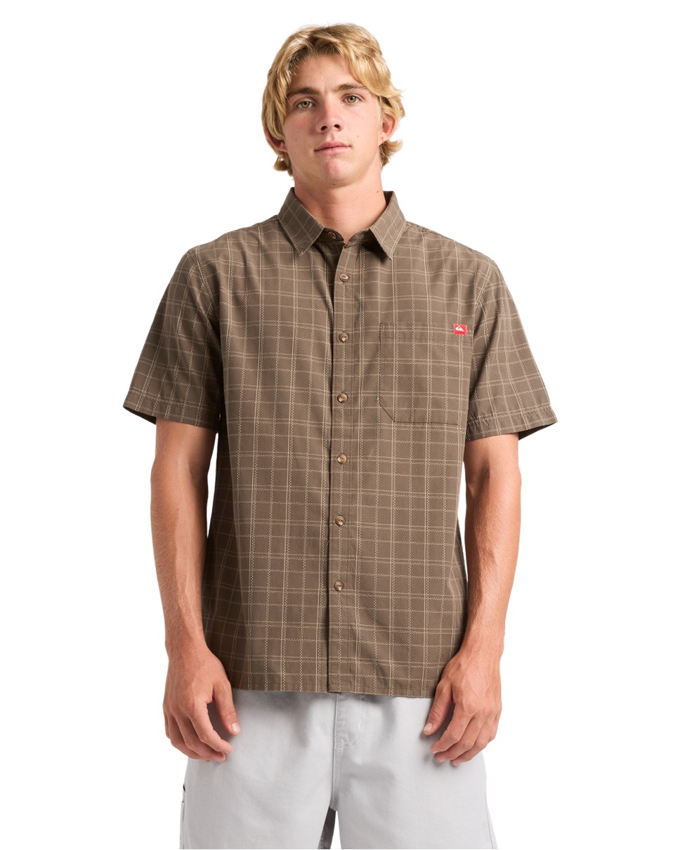 Mens Testament Short Sleeve Shirt-Brown