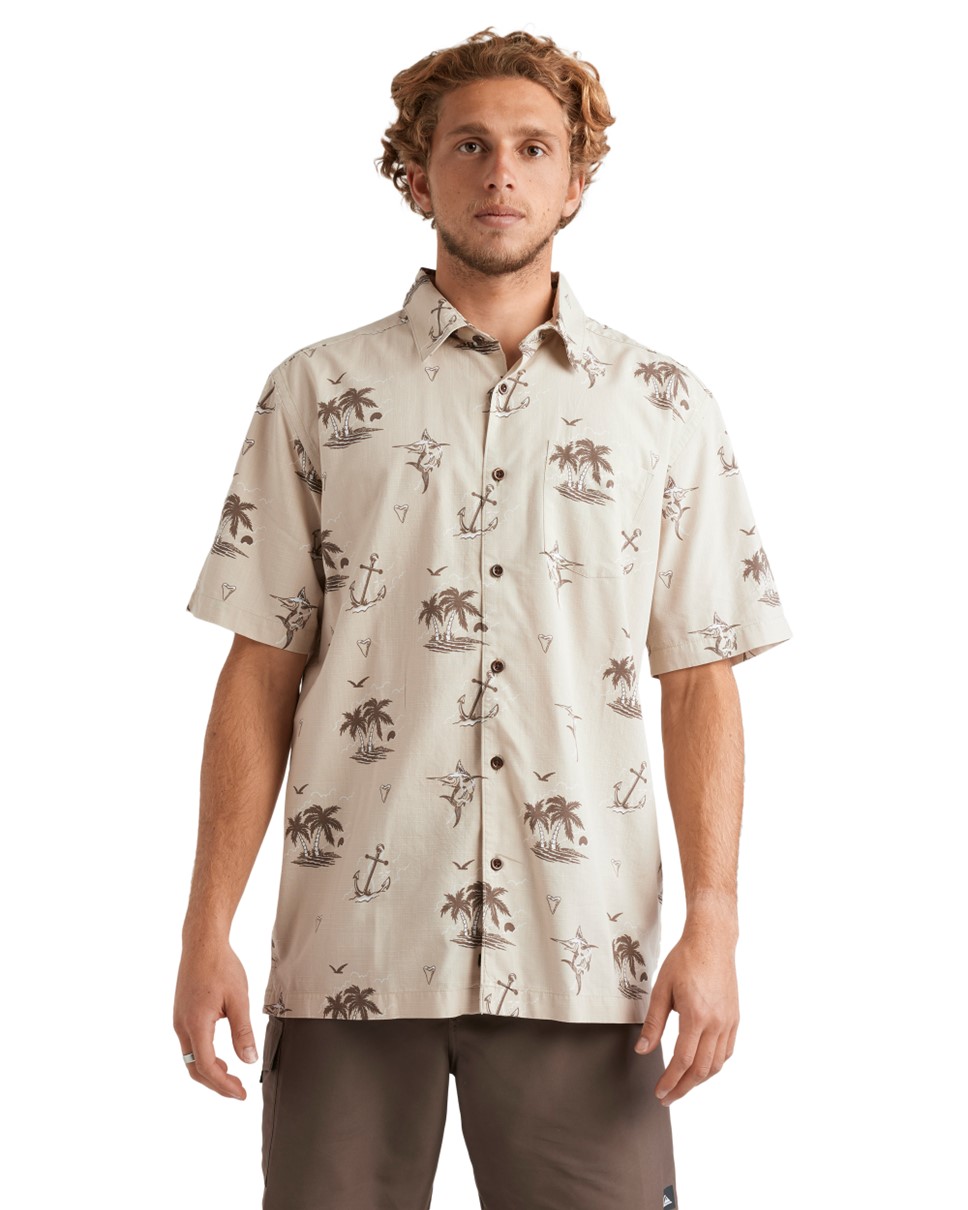 Mens Horizon Haze Short Sleeve Shirt-Gray