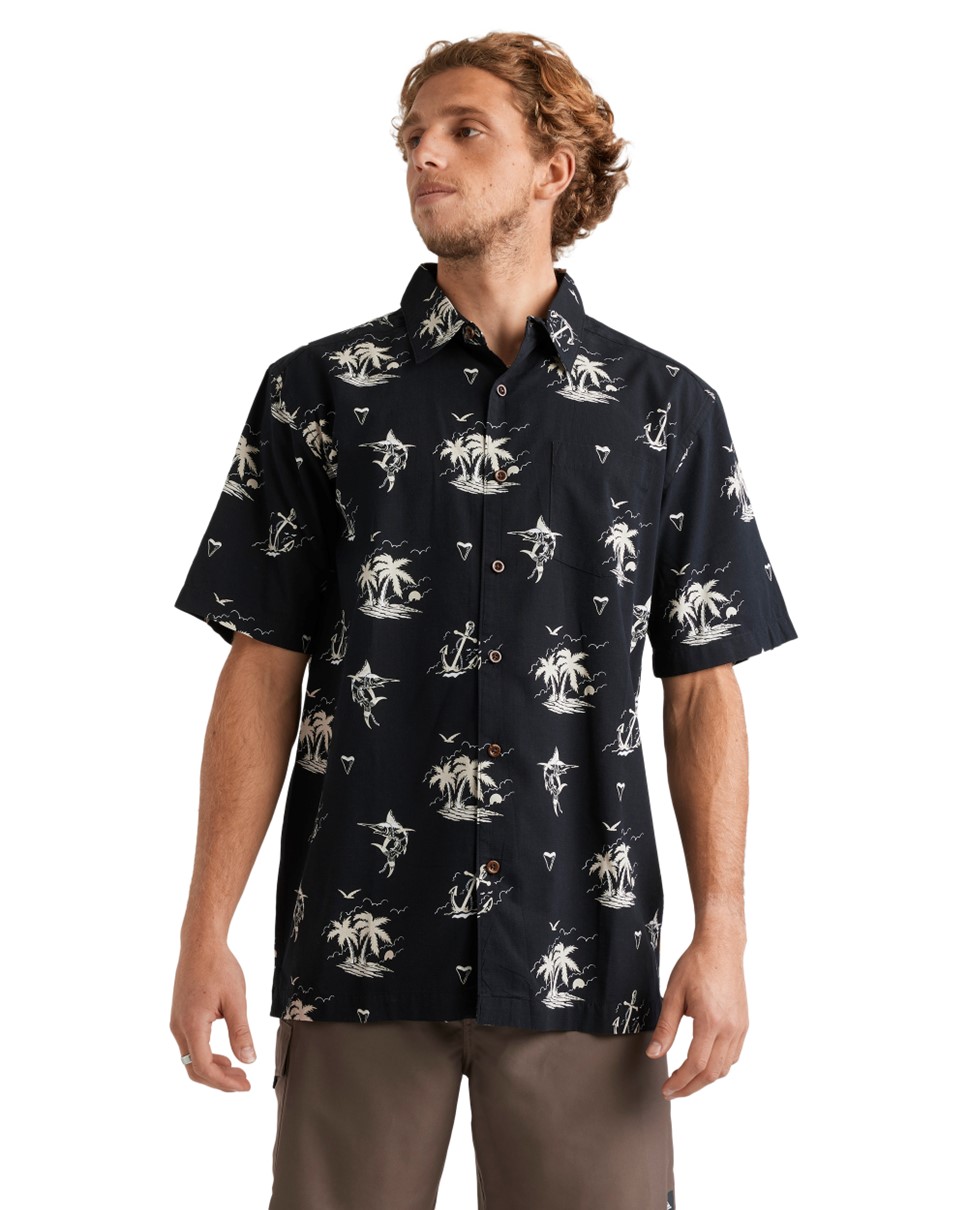 Mens Horizon Haze Short Sleeve Shirt-Black