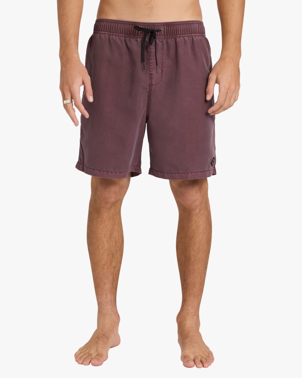Mens All Day Overdye 17" Layback Boardshorts-Red