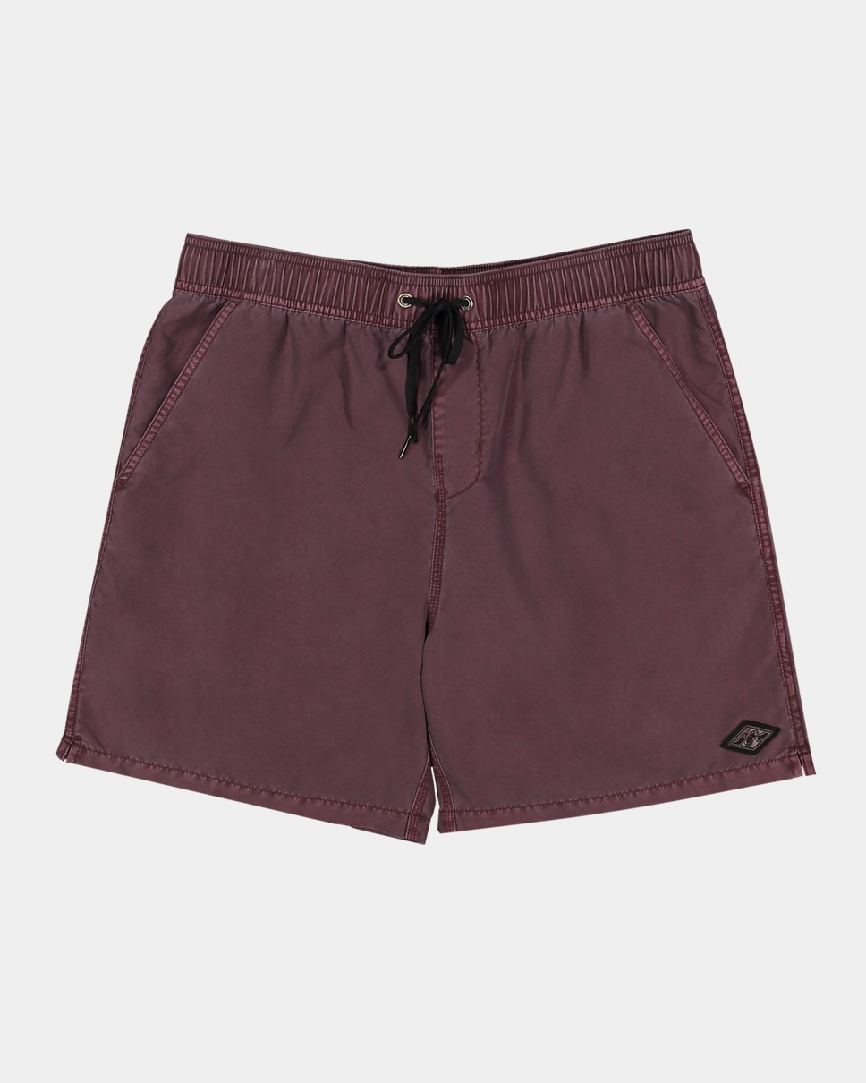 Mens All Day Overdye 17" Layback Boardshorts-Red