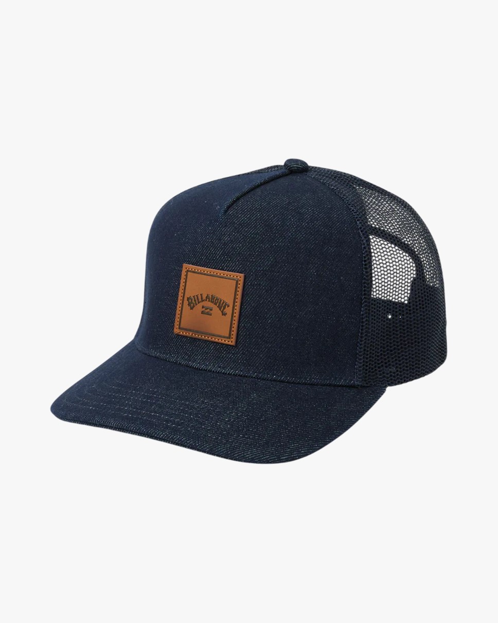 Mens Stacked Trucker Cap-Blue