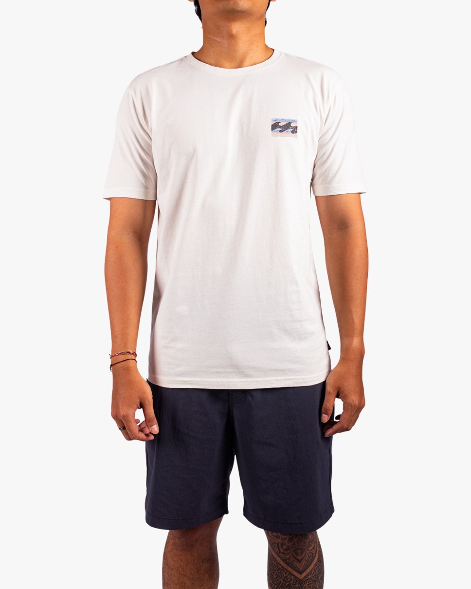 Mens Crayon Wave Short Sleeve T-Shirt-White