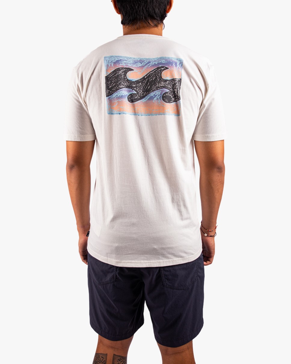 Mens Crayon Wave Short Sleeve T-Shirt-White