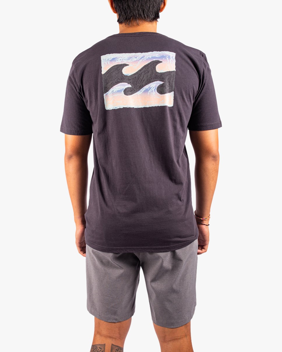 Mens Crayon Wave Short Sleeve T-Shirt-Black