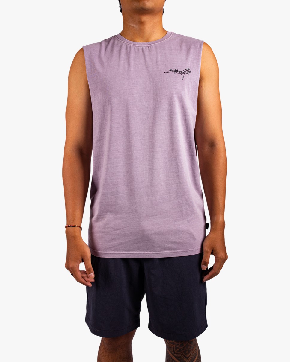 Mens Bracket Script Muscle Tank-Purple