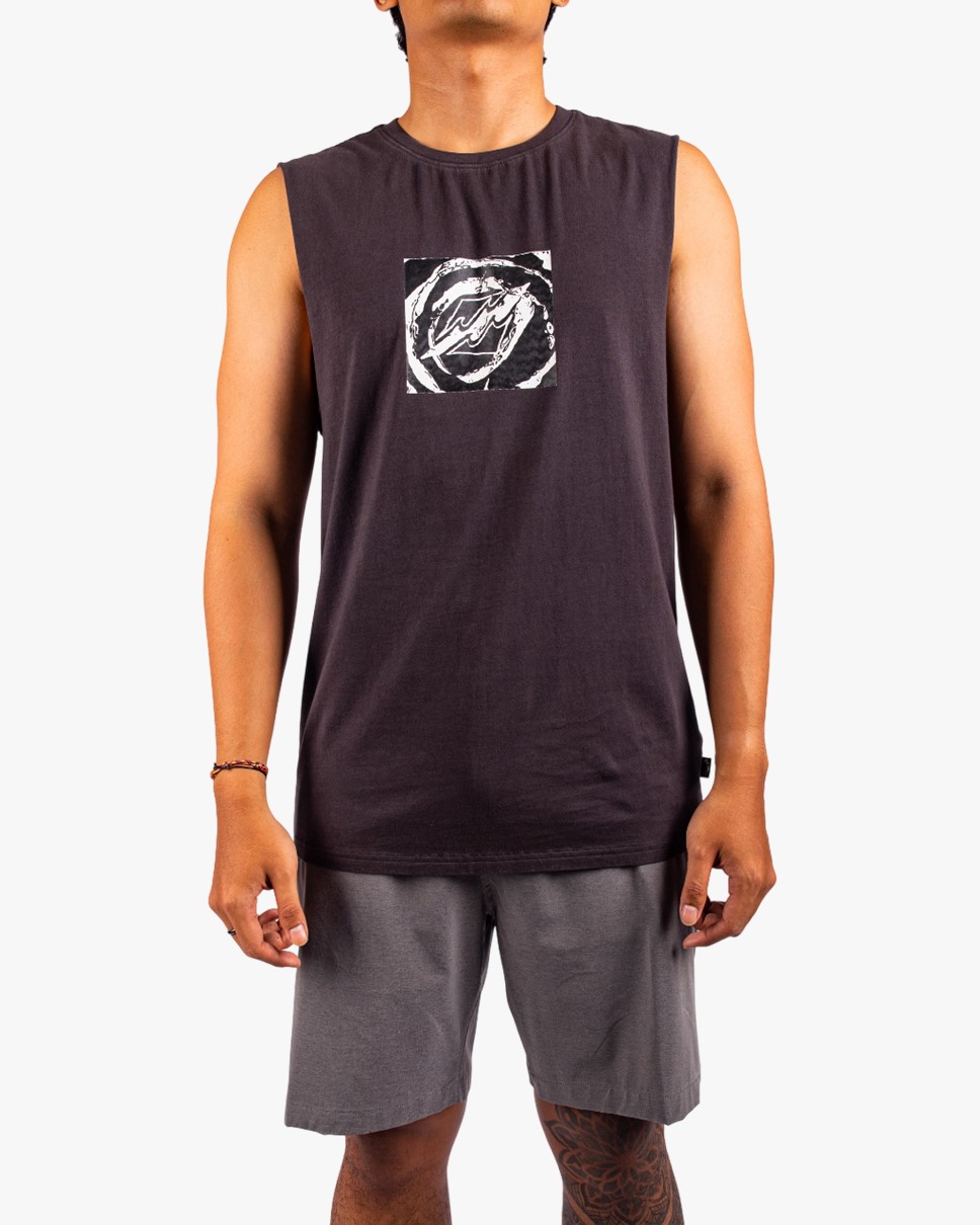 Mens Resin Muscle Tank-Black