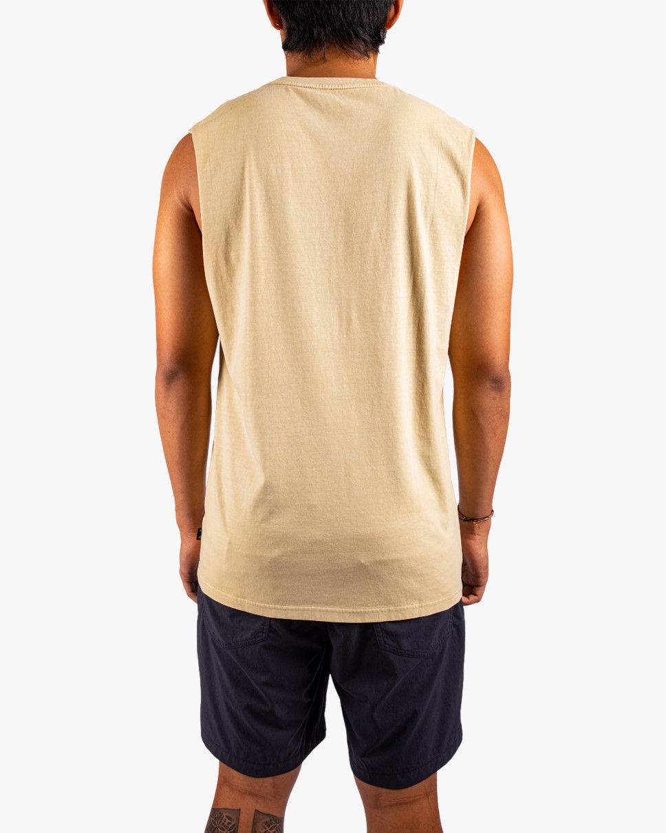 Mens Resin Muscle Tank-Beige