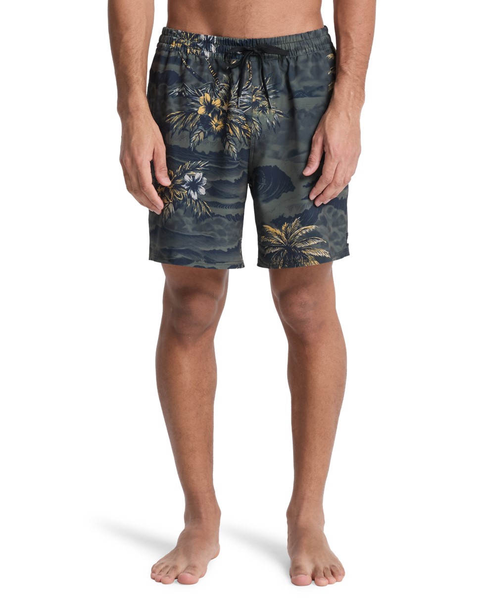 Mens Stretch Printed Volley 17" Swim Shorts (KVJ6)