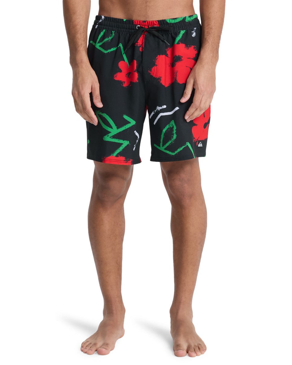 Mens Stretch Printed Volley 17" Swim Shorts (KVJ7)
