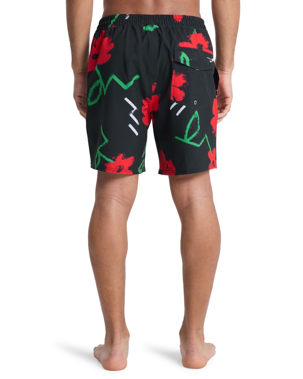 Mens Stretch Printed Volley 17" Swim Shorts (KVJ7)