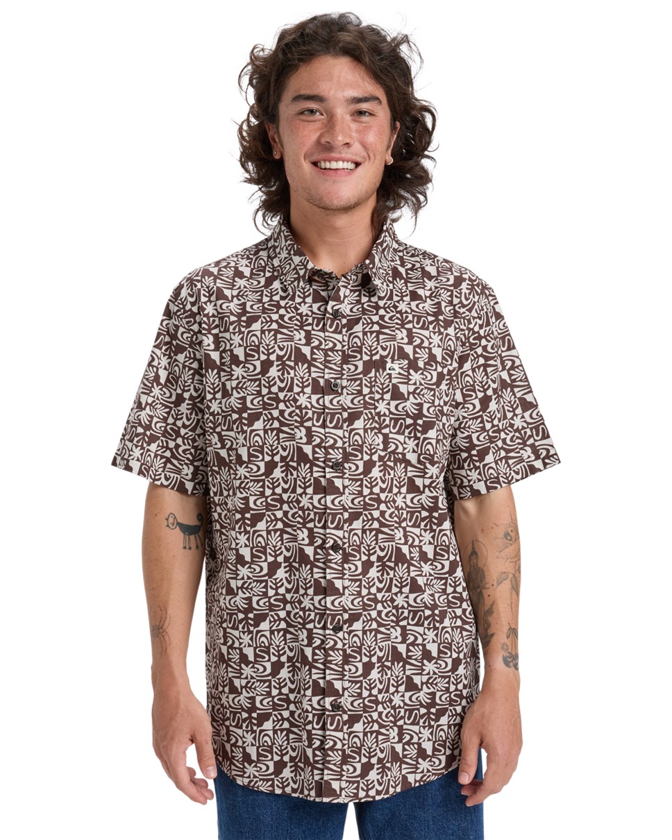 Mens Apero Classic Short Sleeve Shirt-Brown