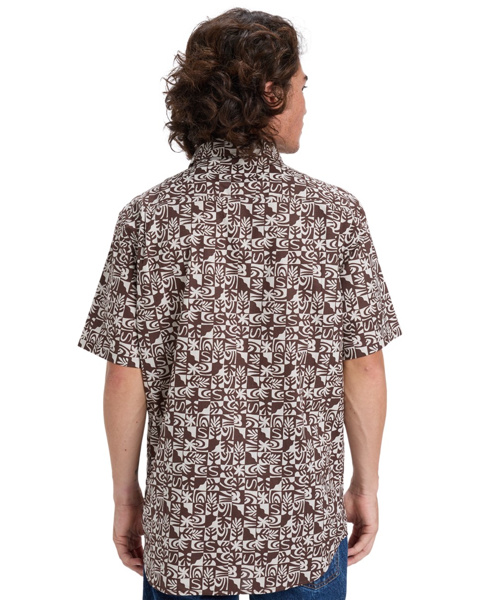 Mens Apero Classic Short Sleeve Shirt-Brown
