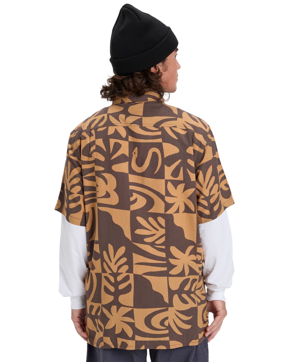 Mens Safe Paradise Short Sleeve Shirt-Brown