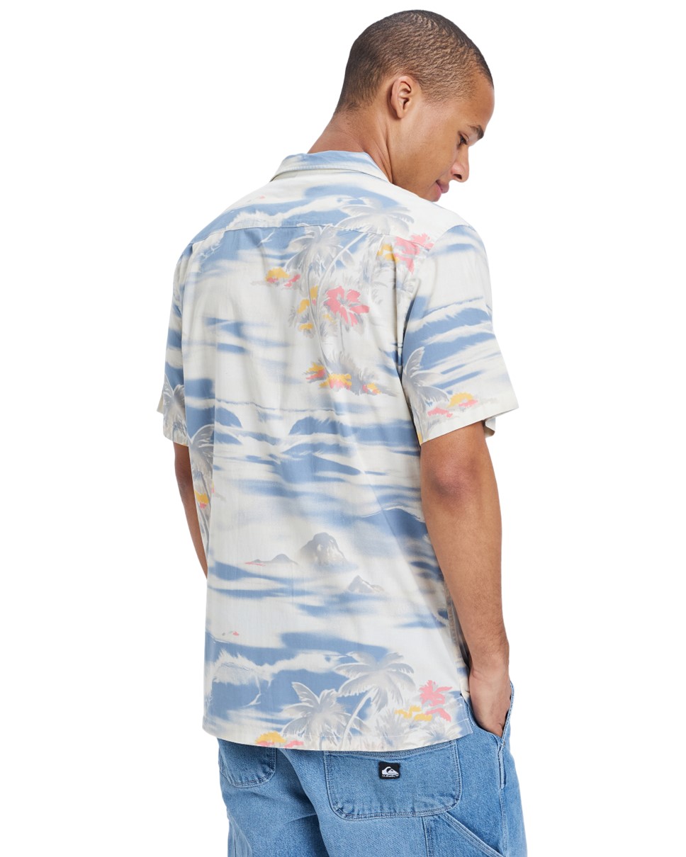 Mens Beach Club Casual  Short Sleeve Shirt-White