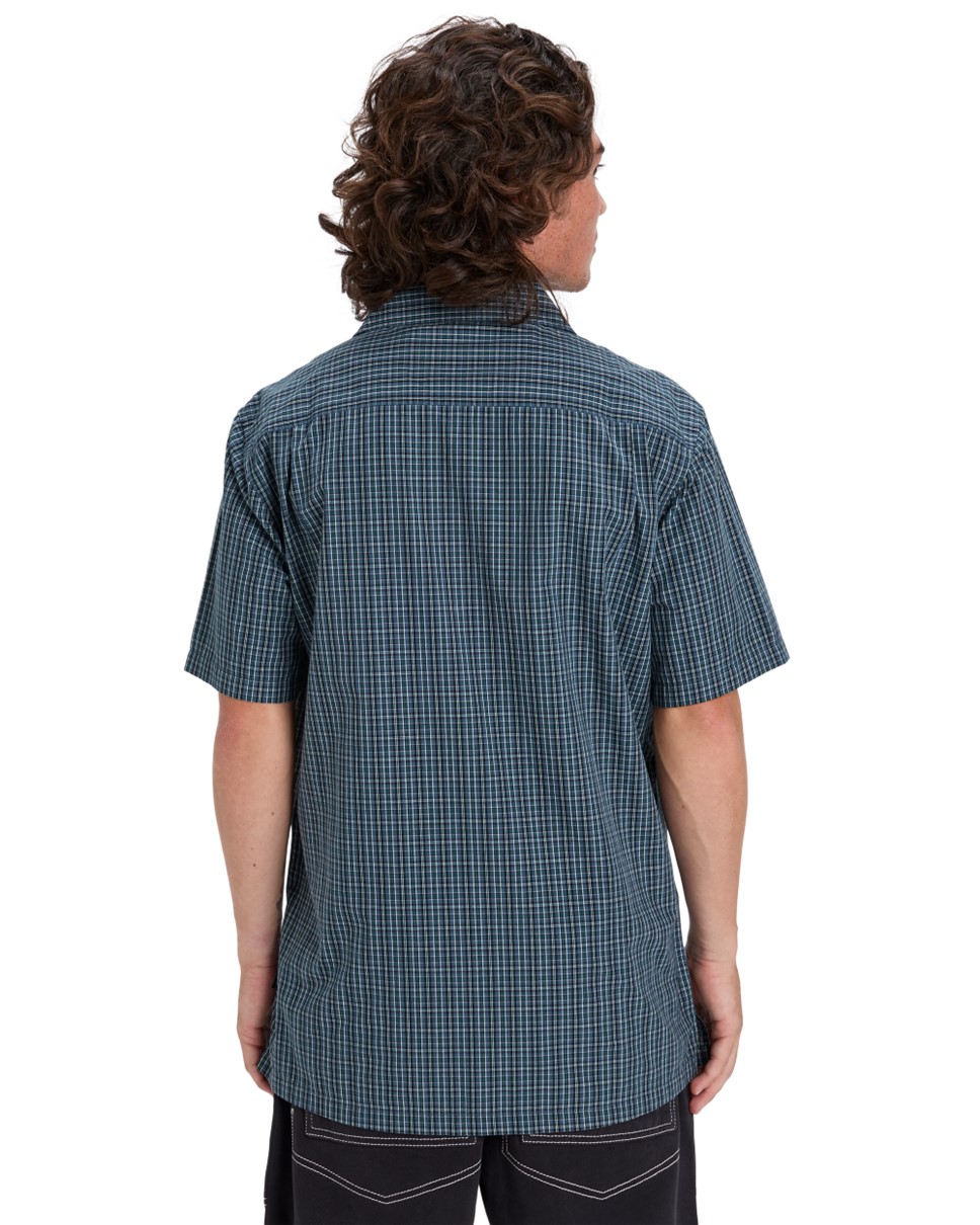 Mens Liquid Metal Short Sleeve Shirt-Blue