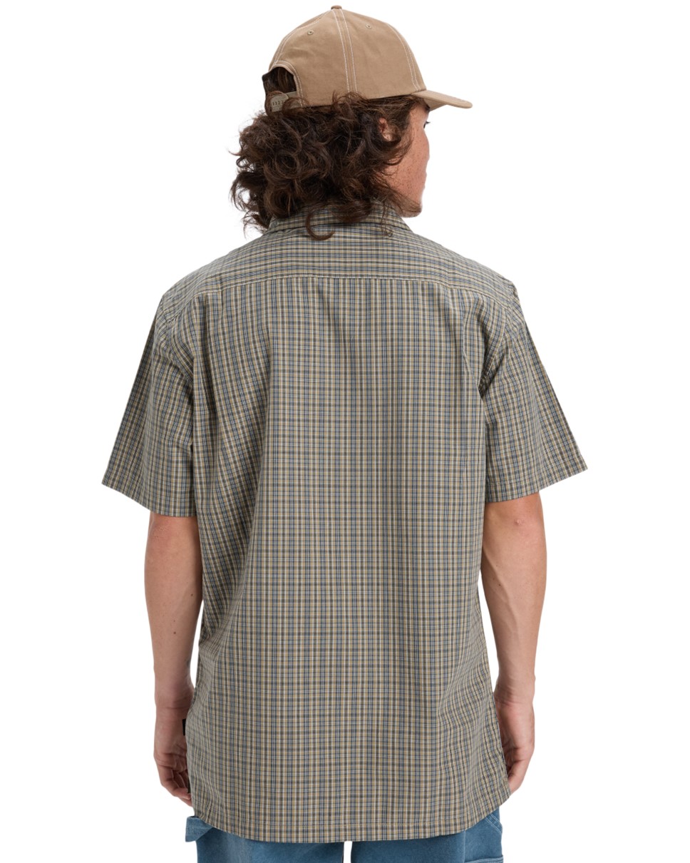 Mens Liquid Metal Short Sleeve Shirt-Brown