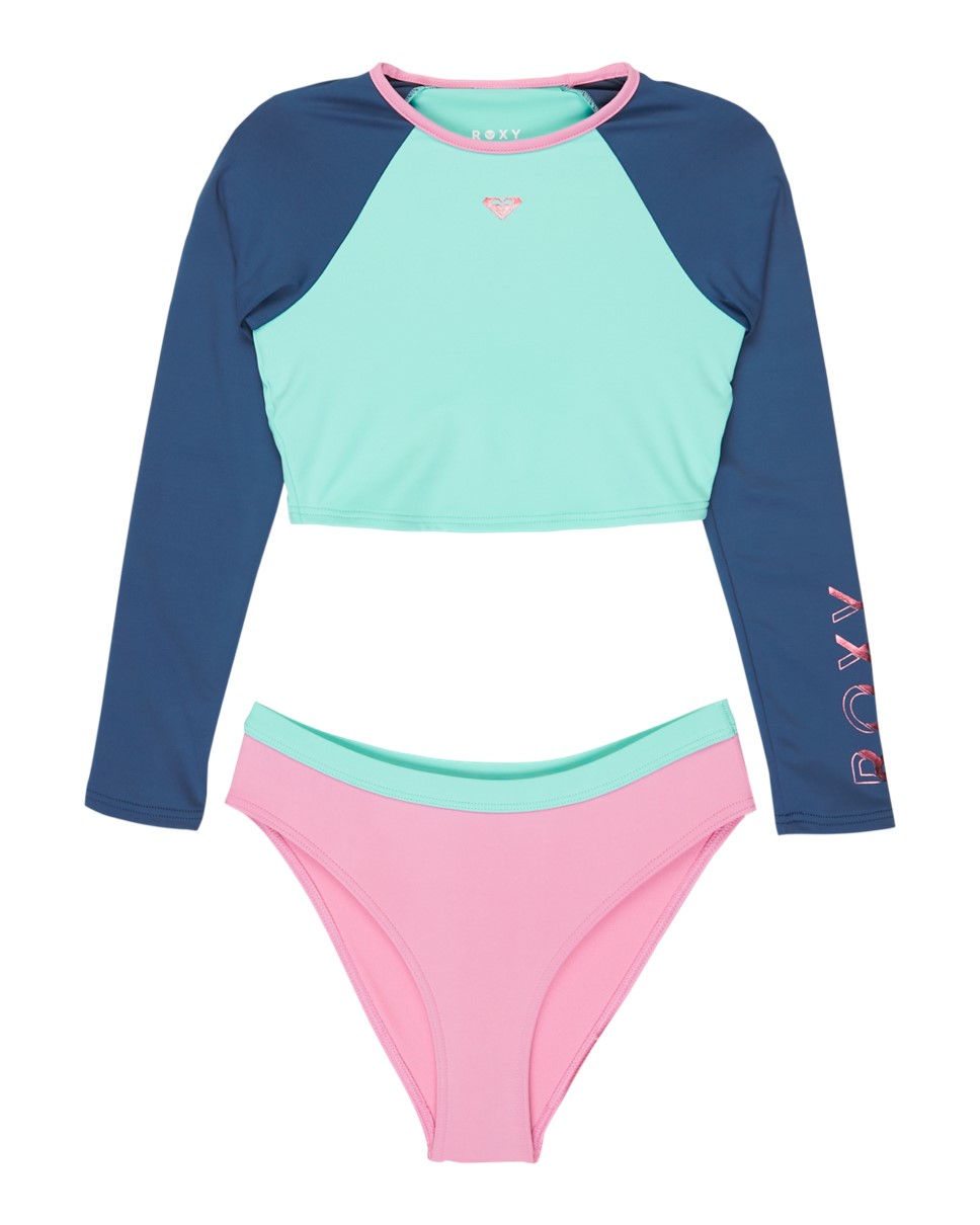 Girls 8-16 Colorblock Crop Top Lycra Set