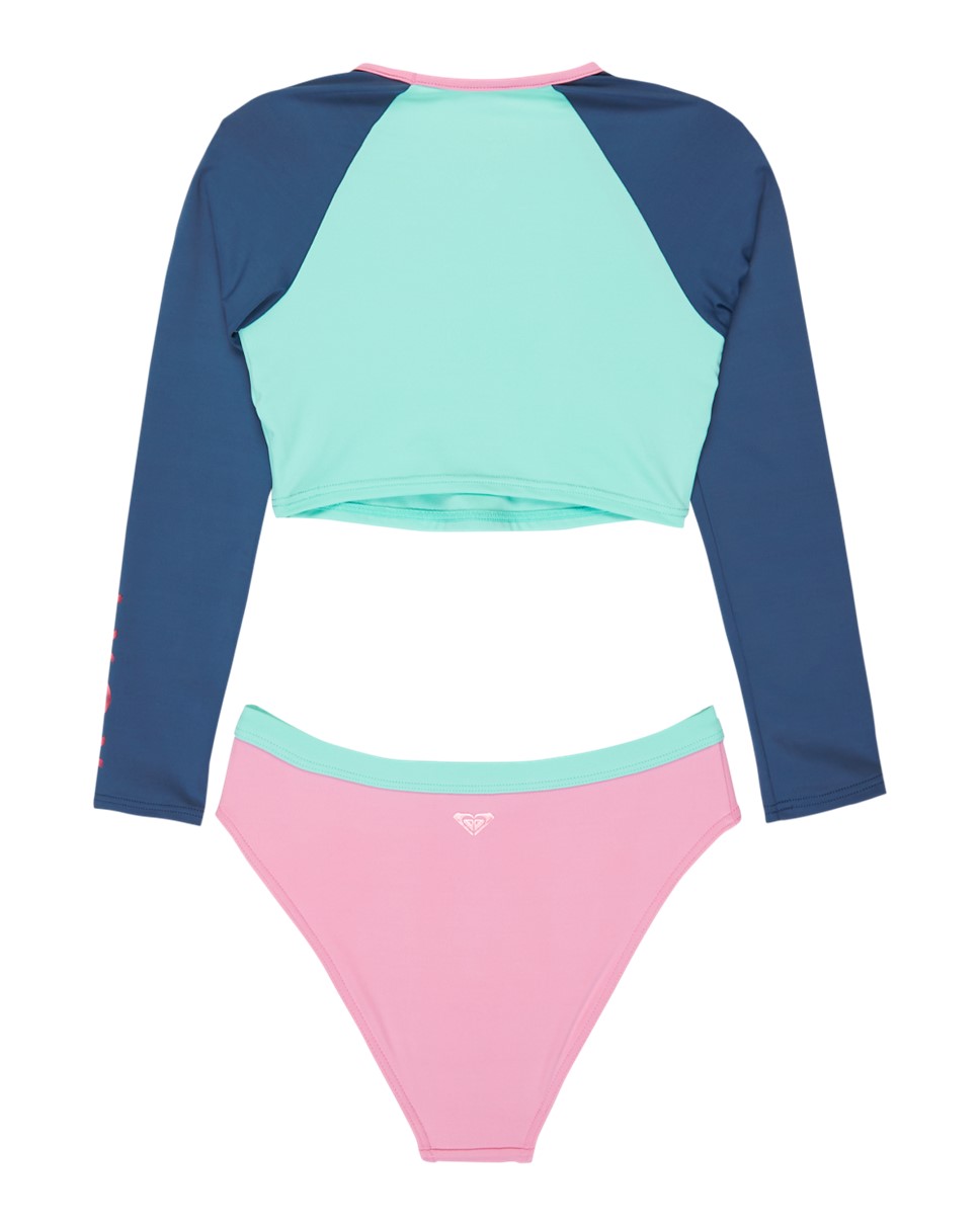 Girls 8-16 Colorblock Crop Top Lycra Set