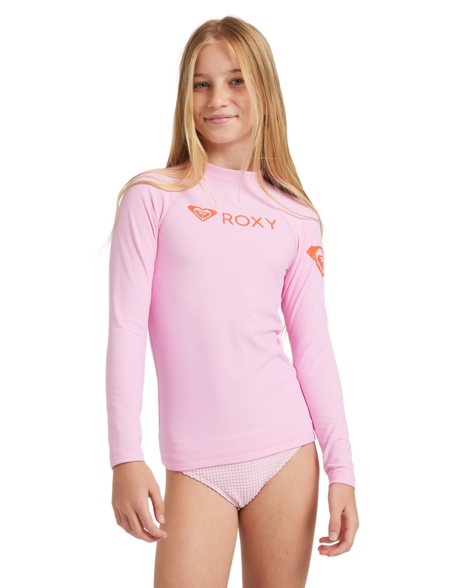 Girls 8-16 Heater Long Sleeve Rash Vest-Pink