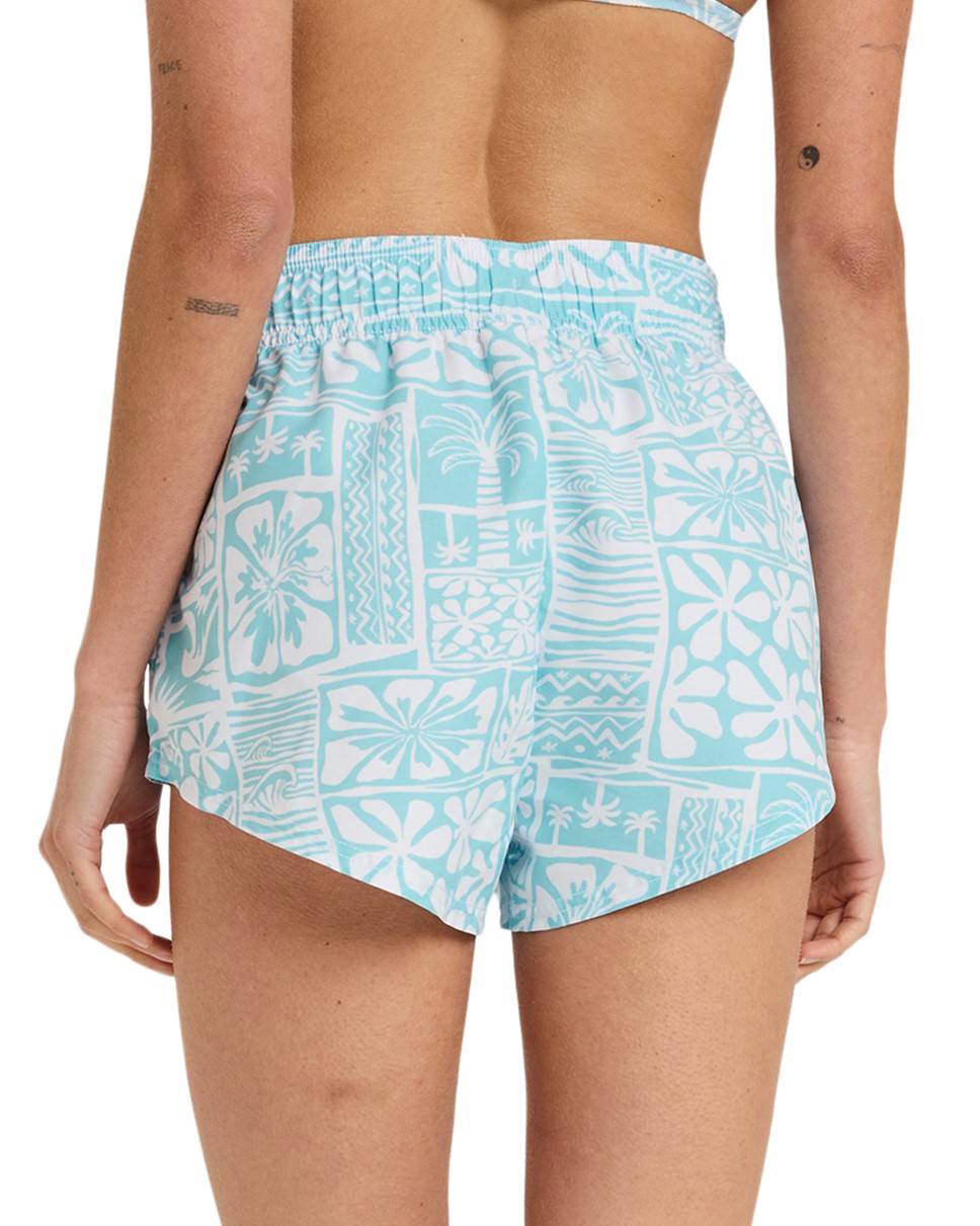 Womens No Bad Waves Printed Boardshort-Blue