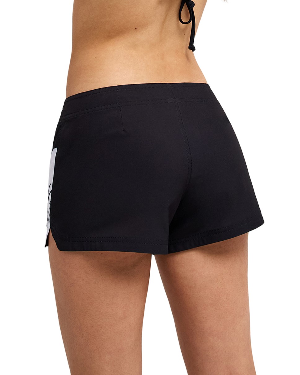 Womens Retro Aloha To Dye For 3 Inch Boardshorts-Black