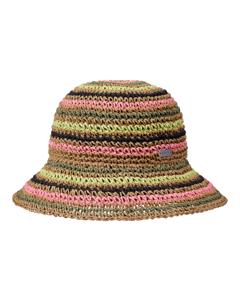 Womens Candied Peacy Straw Bucket Hat