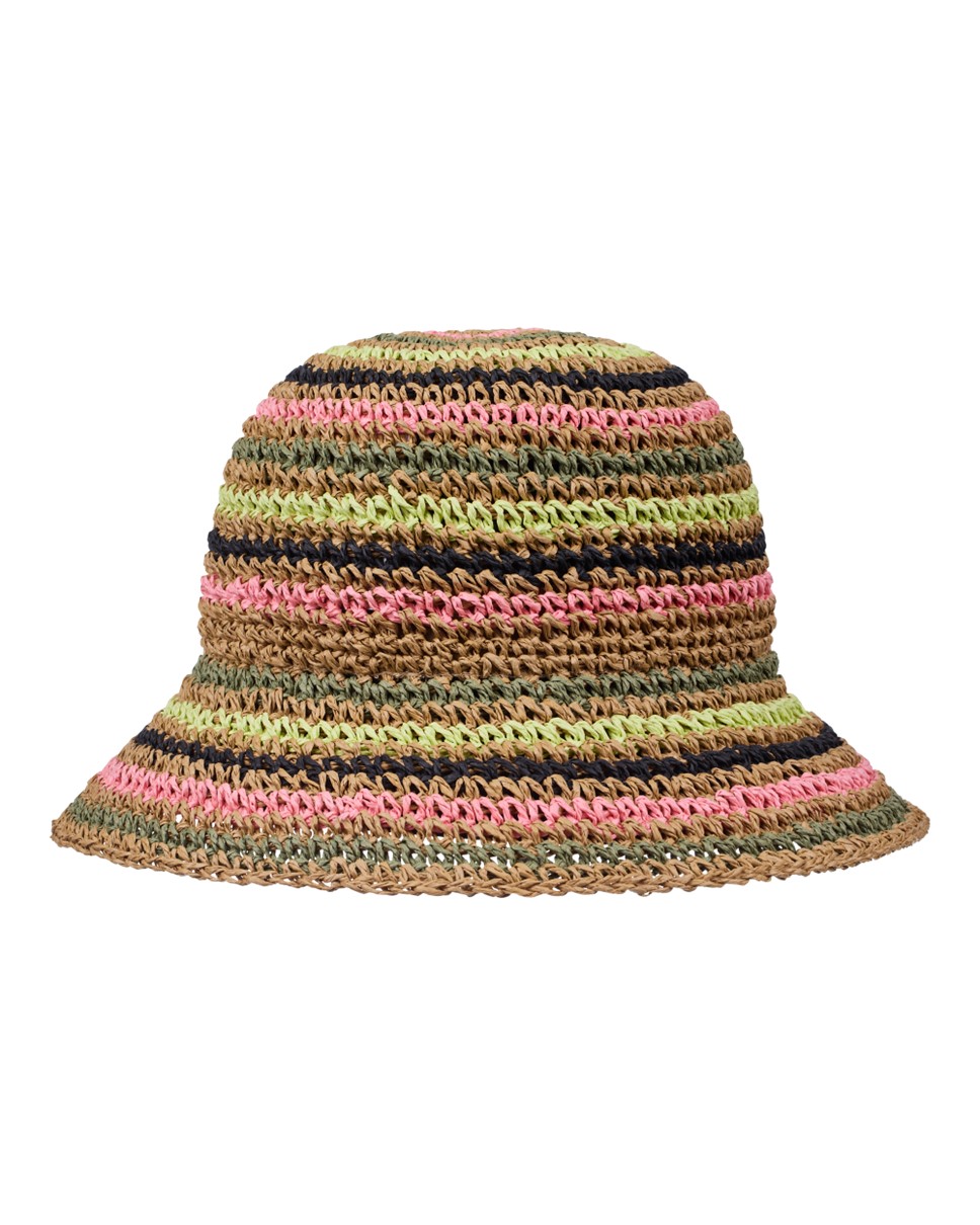 Womens Candied Peacy Straw Bucket Hat