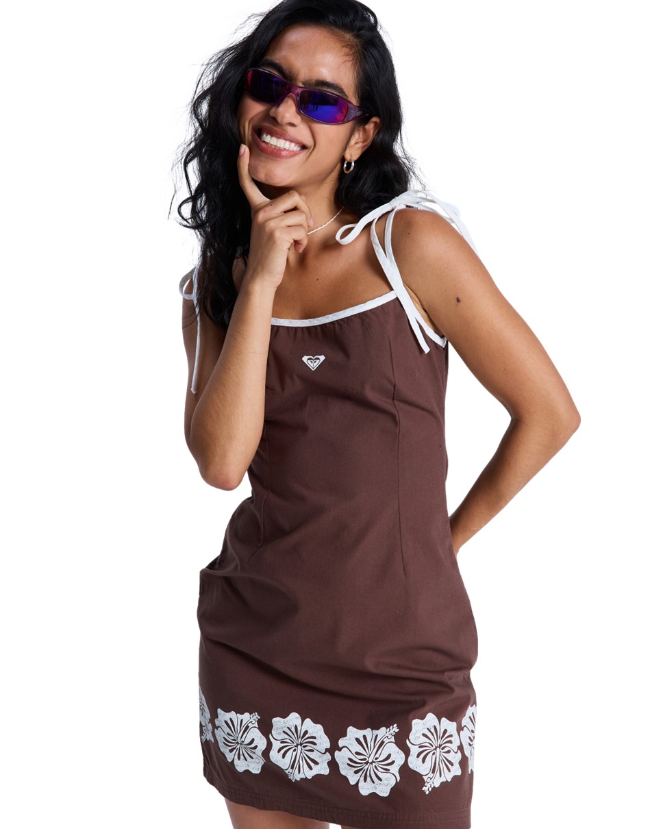Womens Retro Aloha New Nostalgia Solid Mini Dress