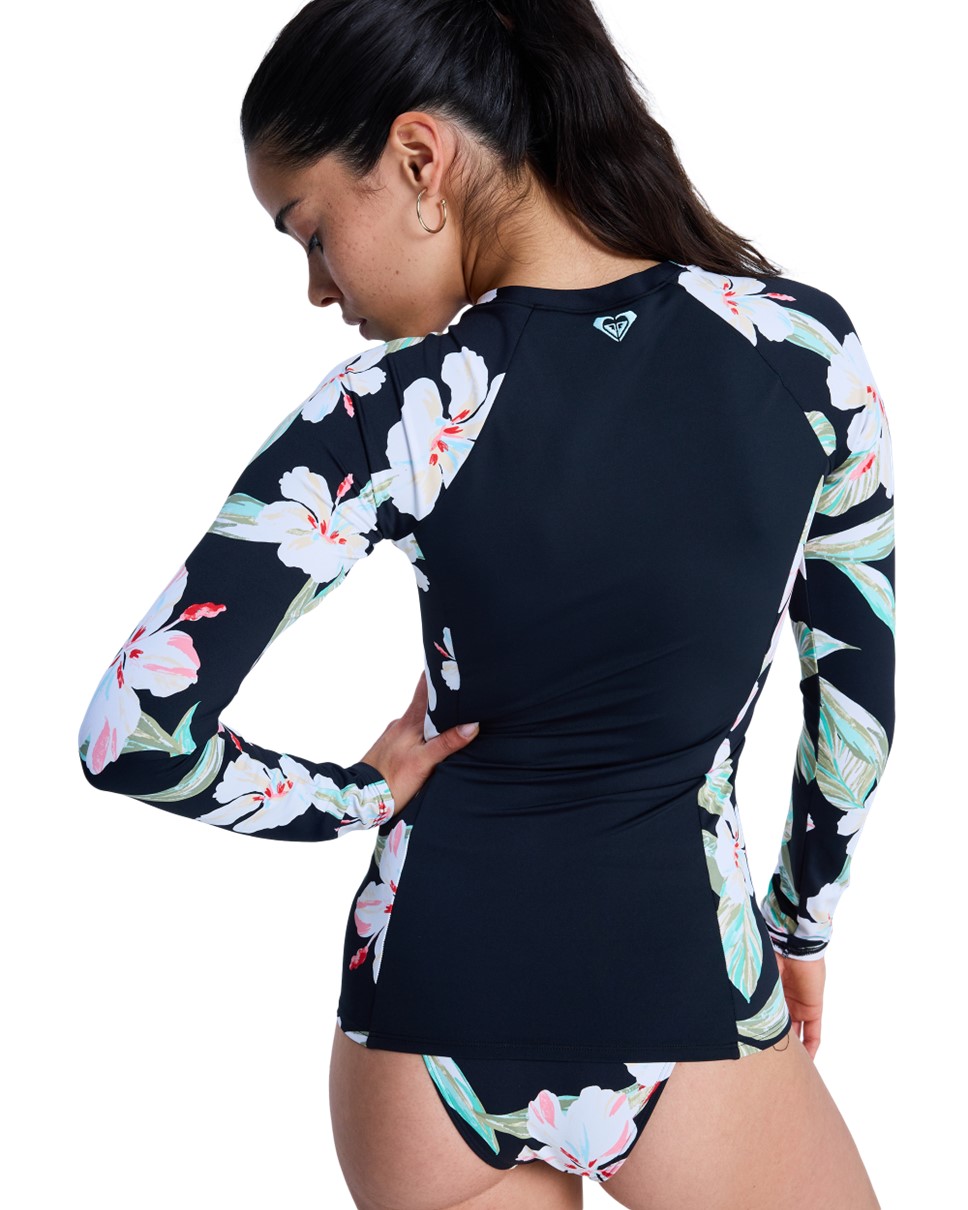 Womens On The Beach Zip Lycra Zipped Long Sleeve Rash Vest